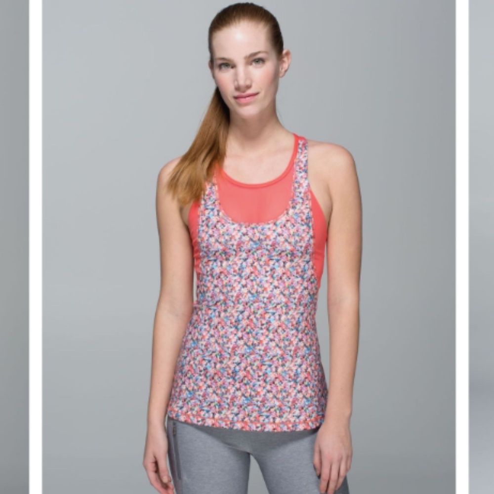Lululemon Mesh With Me Prism Petal Atomic Red Tank